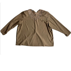Vintage Sonya Ratay for San Andre Brown Formal Long Sleeve Blouse Size 20 Boho